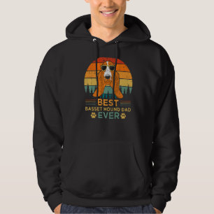 Mens Retro Vintage Sunset Best Basset Hound Dad Fa Hoodie