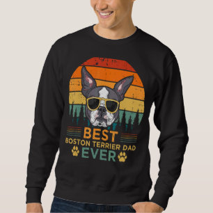 Mens Retro Vintage Sunset Best Boston Terrier Dad Sweatshirt