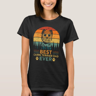 Mens Retro Vintage Sunset Best Cairn Terrier Dad F T-Shirt