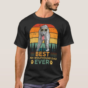 Mens Retro Vintage Sunset Best Irish Wolfhound Dad T-Shirt