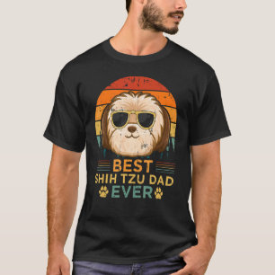 Mens Retro Vintage Sunset Best Shih Tzu Dad Father T-Shirt
