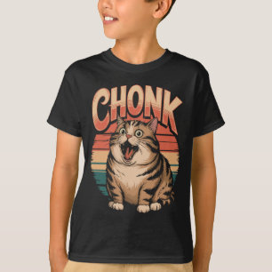 Mens Retro Vintage Sunset Funny Cat Meme Chonk Cat T-Shirt