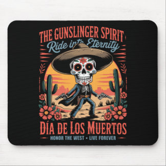 Mens Retro Wild West Cowboy Skeleton Día De Los Mouse Mat