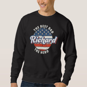 Mens Richard Best Dad Hero US Flag Personalised Fa Sweatshirt