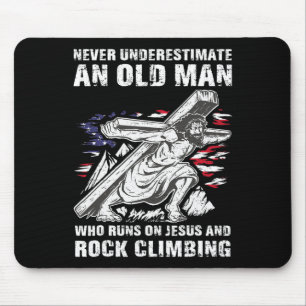 Mens Rock Climbing Dad Christian Climber Grandpa Mouse Mat