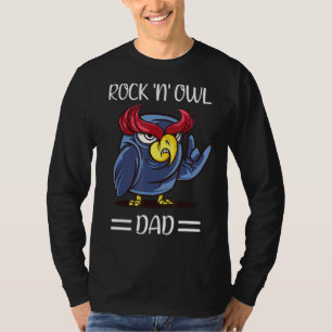 Mens Rock N Owl Dad  Cool Devil Horns   Fathers Da T-Shirt