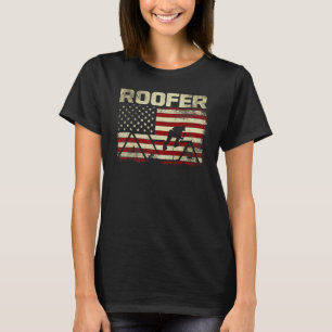 Mens Roofer American Flag Mens Roofing 3 T-Shirt