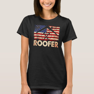 Mens Roofer American Flag Mens Roofing 3 T-Shirt