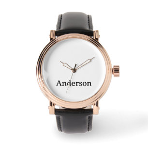 Men's Rose Gold Vintage with Black Leather Strap Watch