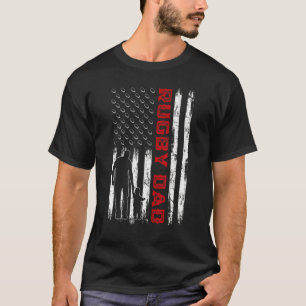 Mens  Rugby Dad American Flag Retro Men Father's D T-Shirt
