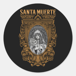 Mens Santa Muerte Mexican Female Deity Sugar Skull Classic Round Sticker
