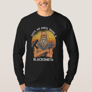 Mens Save An Anvil Blacksmith Worker Retro Forging T-Shirt