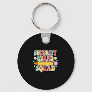 Mens school security guard team cool retro back to key ring