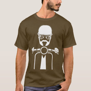 Mens Scooter Bike Motorbike Scoot Funny Beard Mop T-Shirt