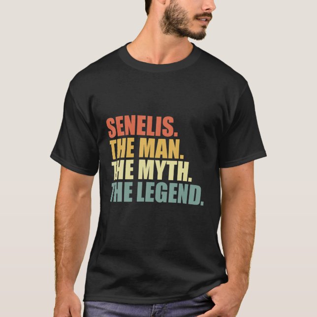 Mens Senelis The Man Myth Legend Gift For Grandpa  T-Shirt (Front)