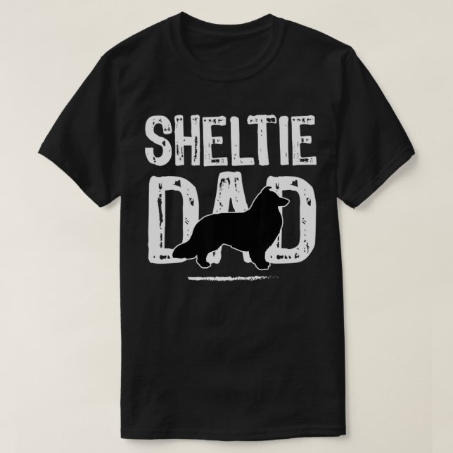 Mens Sheltie, Sheltie Dad Awesome Distressed Tet S T-Shirt (Design Front)