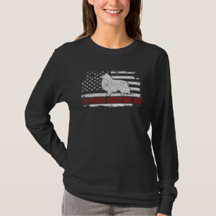 Mens Shetland Sheepdog Dad Distressed American Fla T-Shirt