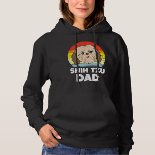 Mens Shih Tzu Face Dad Sunset Retro Pet Dog Owner Hoodie