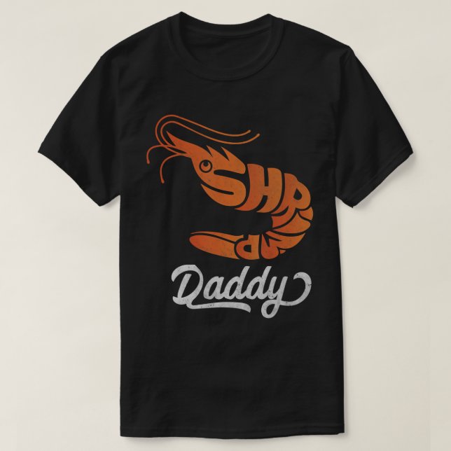 Mens Shrimp Daddy Retro Vintage Orange Shrimp Aqua T-Shirt (Design Front)