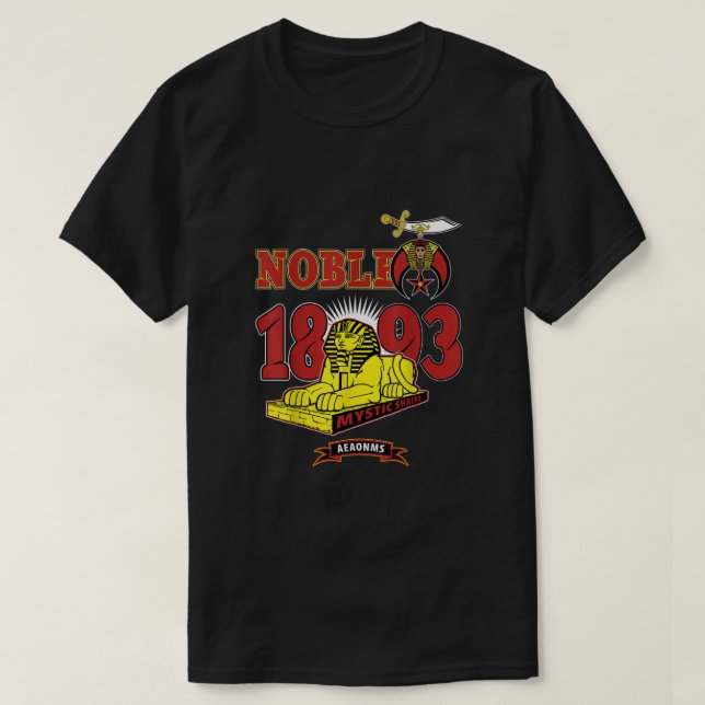 Mens Shriner Noble Mystic Shrine 1893 AEAONMS Sphi T-Shirt (Design Front)