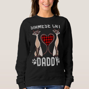 Mens Siamese Cat Daddy Plaid Heart Kitten Dad Cat Sweatshirt