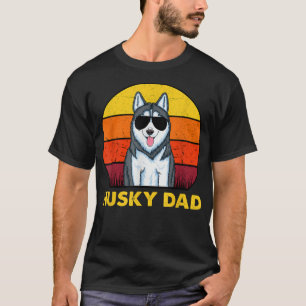 Mens Siberian Husky Dog Dad Sunset Vintage Siberia T-Shirt