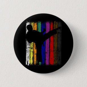 Mens Silhouette Karate Belt Colours 6 Cm Round Badge