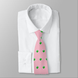Men's silk tie, green dot, pink tie