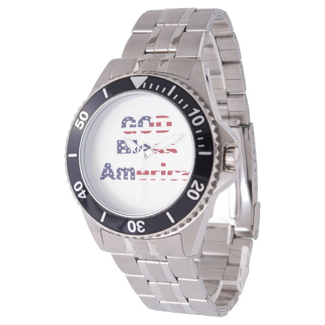 Men's Silver Heritage Diver Watch - Bold God Bless (Angled)