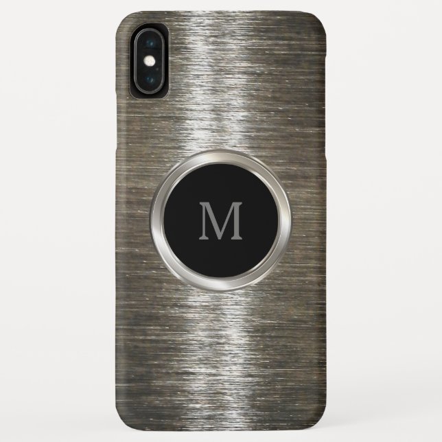 Men's Silver Metallic Monogram Design Case-Mate iPhone Case (Back)