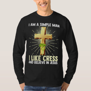 Mens Simple Man Like Cress Vegan Believe In Jesus T-Shirt