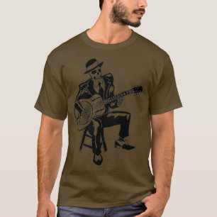 Mens Skeleton Guitar Player Bluesman Vintage T-Shirt