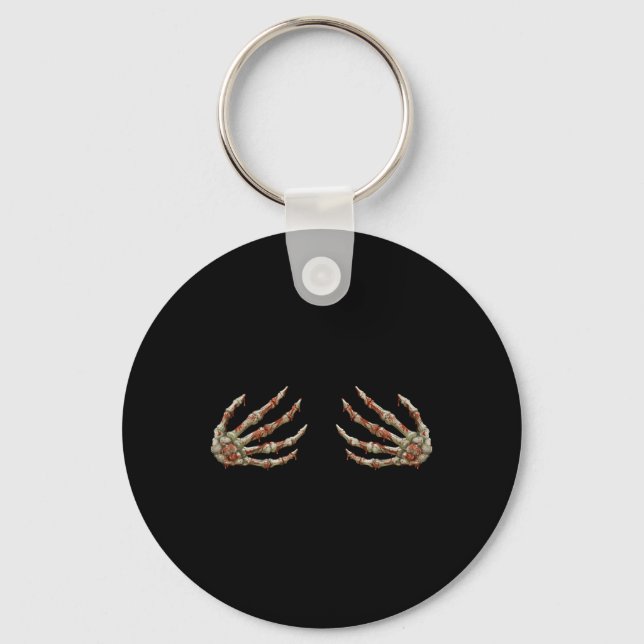 Mens Skeleton Hands Women - Spooky Halloween Rock  Key Ring (Front)