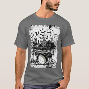 Mens skeleton playing drums drummer grunge music b T-Shirt