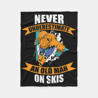 Mens Ski Funny Skiing Never Underestimate An Old M Fleece Blanket
