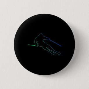 Men's Skiing Ski Skier Winter Sports 6 Cm Round Badge