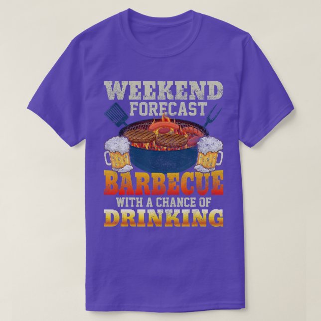 Mens Smoker Weekend Forecast BBQ With A Chance Of  T-Shirt (Design Front)