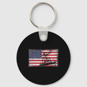 Mens Snowboarding American Flag Patriotic Snowboar Key Ring