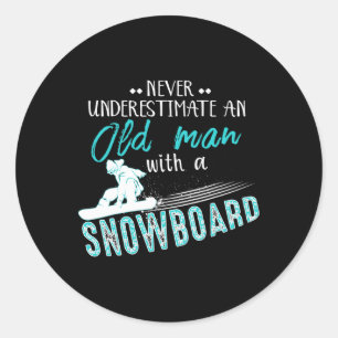 Mens Snowboarding Gifts Funny Cute Snowboard For M Classic Round Sticker