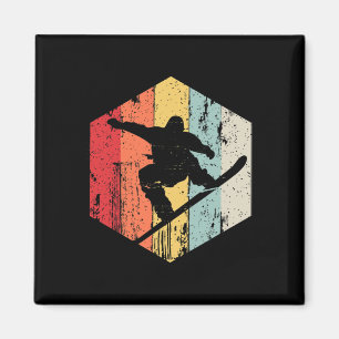 Mens Snowboarding Retro Style Snowboarder Magnet