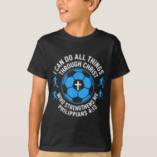Mens Soccer Christian-shirt Youth Mens I Can Do Al T-Shirt