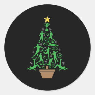 Men's Soccer Christmas Tree Classic Round Sticker