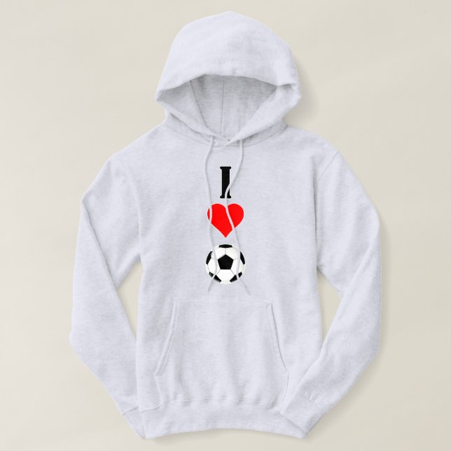 Men's Soccer Lover "I Love/Heart Soccer" Sports Hoodie (Design Front)