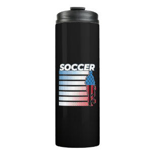 Men's Soccer Patriotic USA Flag Thermal Tumbler