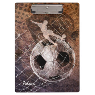 Men's soccer player kicking for goal clipboard