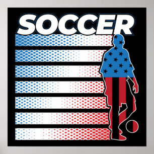 Mens Soccer Red White Blue Poster