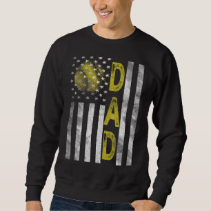Mens Softball Dad American Usa Flag Vintage Softba Sweatshirt