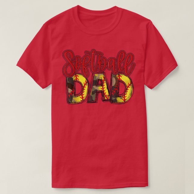 Mens Softball Dad Camo Funny Softball Lover Father T-Shirt (Design Front)