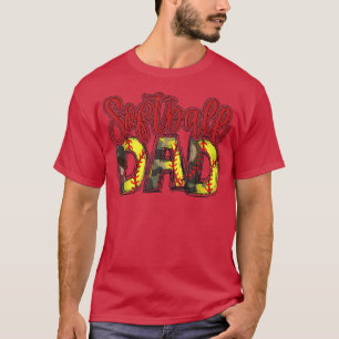 Mens Softball Dad Camo Funny Softball Lover Father T-Shirt