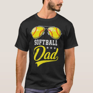 Mens Softball Dad Proud Daddy Of Softball Player F T-Shirt